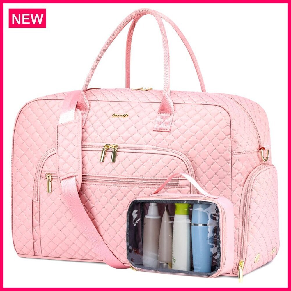 Large Travel Duffle Weekender Bag with Shoe Compartment, Toiletry Bag, Wet